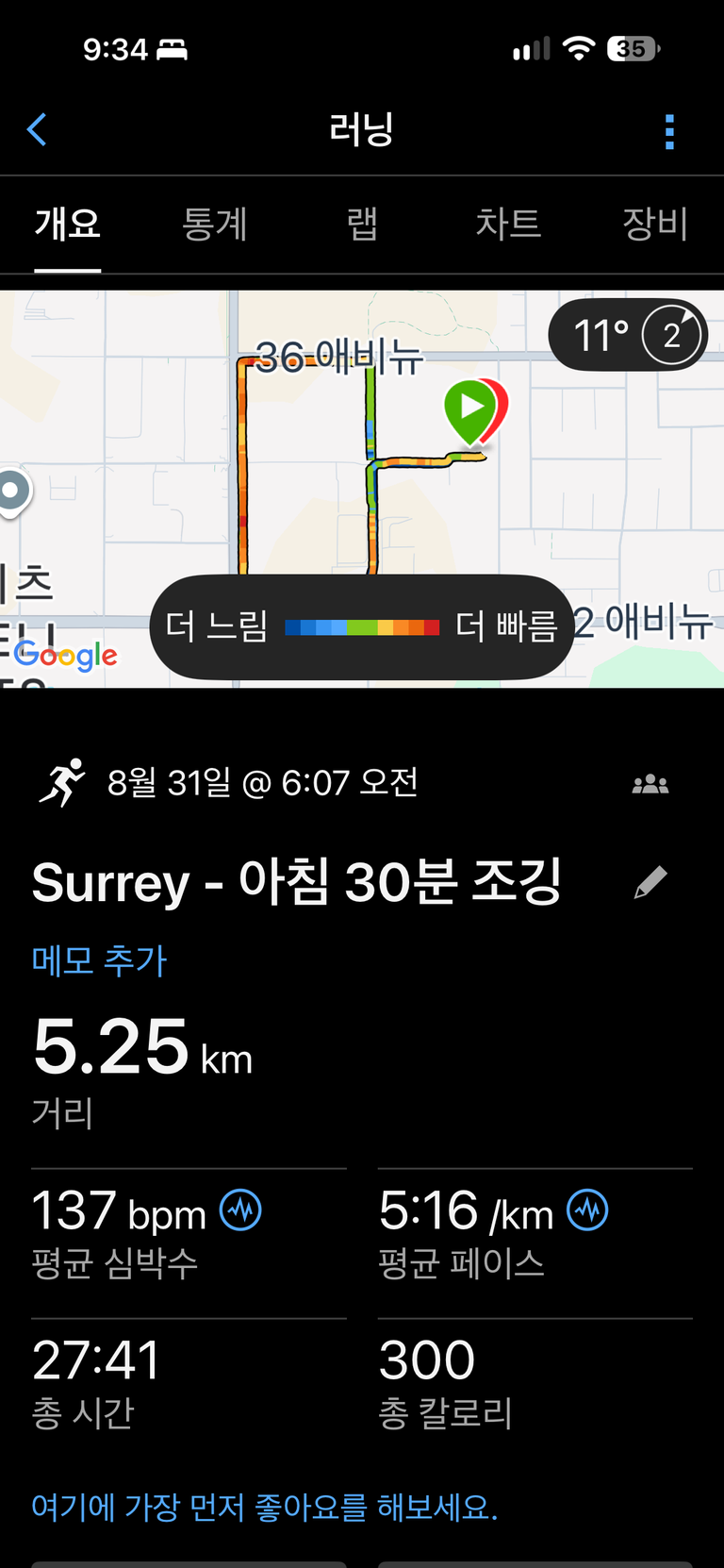 아침 러닝 — 5.25km